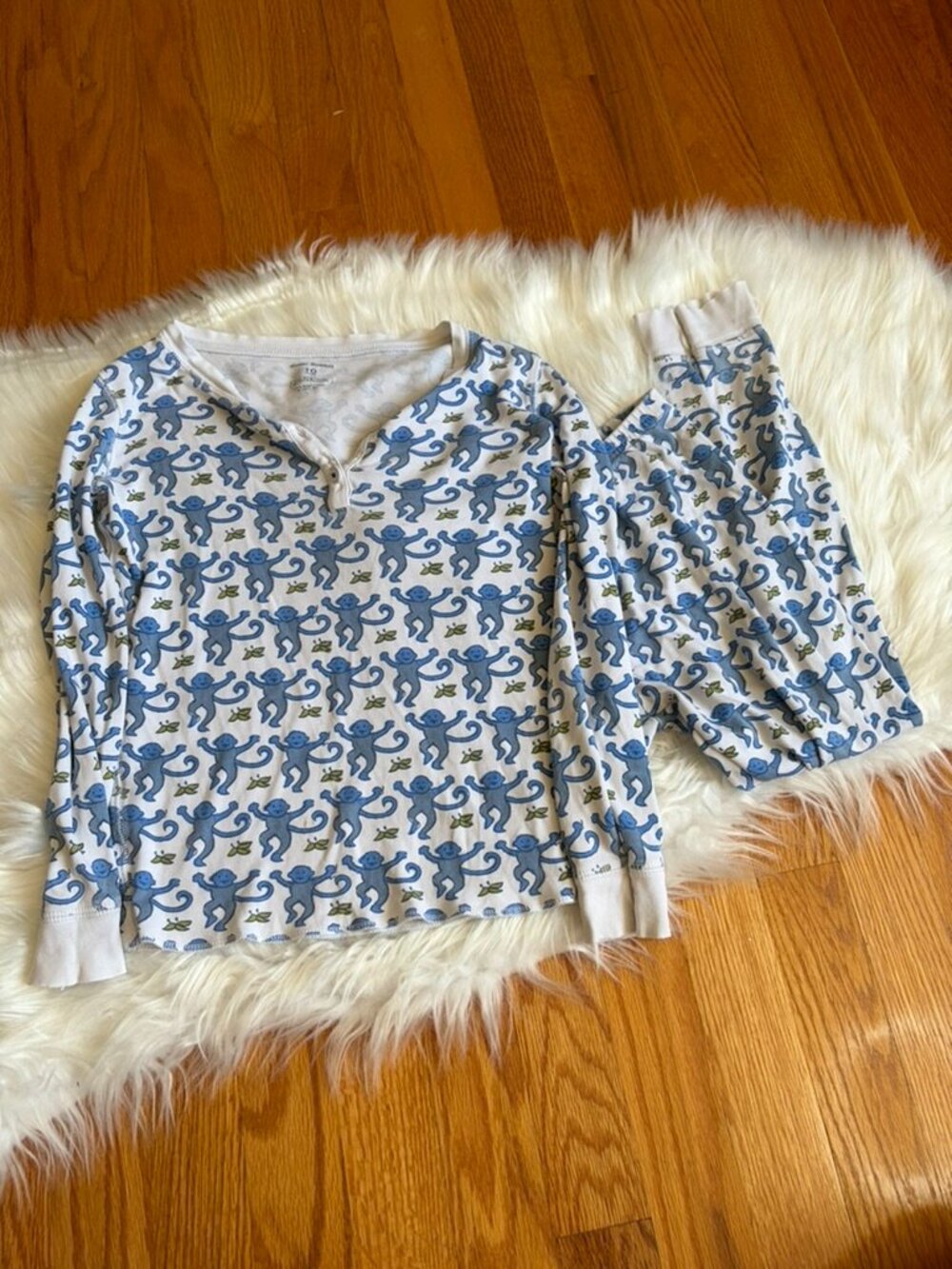 Roller Rabbit Blue Monkey Pajama Set Girls 10